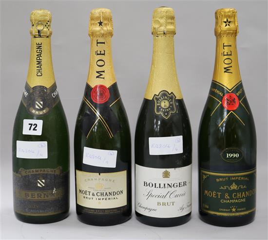 Bollinger, two bottles of Moet and A. Bernard (4)